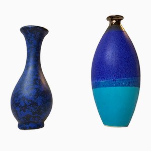 Vintage Scandinavian Blue Stoneware Vases, Set of 2-LCR-912973