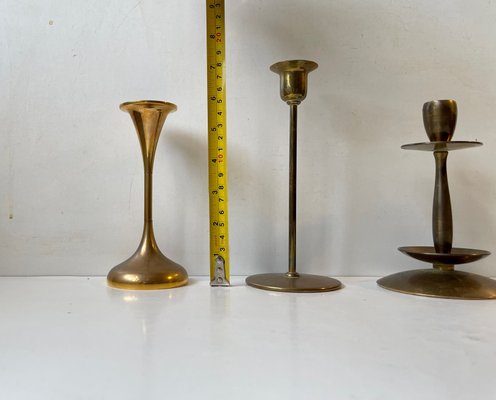 Vintage Scandinavian Brass Candleholders, 1960s, Set of 4-LCR-1340844