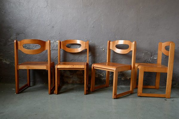 Vintage Scandinavian Chairs in Stackable Wood, Set of 8-AIU-1780586