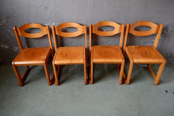 Vintage Scandinavian Chairs in Stackable Wood, Set of 8-AIU-1780586