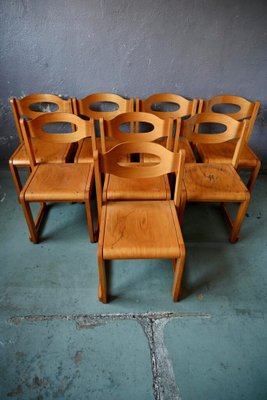 Vintage Scandinavian Chairs in Stackable Wood, Set of 8-AIU-1780586