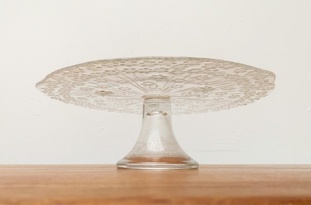 Vintage Scandinavian Glass Cake Plate Stand-UAH-1057332