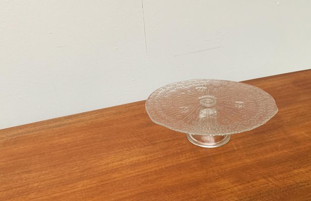 Vintage Scandinavian Glass Cake Plate Stand-UAH-1057332