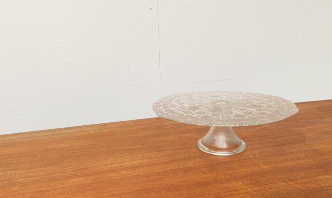 Vintage Scandinavian Glass Cake Plate Stand-UAH-1057332