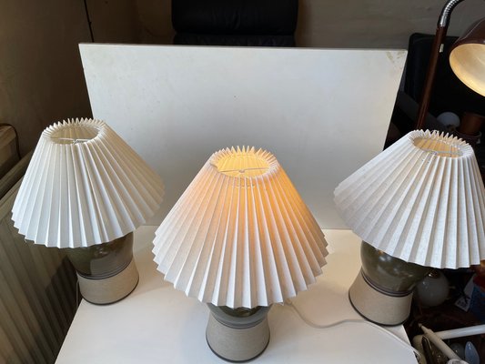 Vintage Scandinavian Glazed Table Lamps with Stripes, Set of 3-LCR-1306084