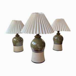 Vintage Scandinavian Glazed Table Lamps with Stripes, Set of 3-LCR-1306084