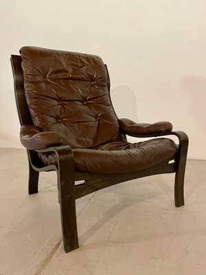 Vintage Scandinavian Leather Lounge Chair, 1970s-WID-1134082