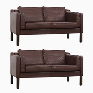 Vintage Scandinavian Leather Sofas, 1970s, Set of 2-ZAA-1067595