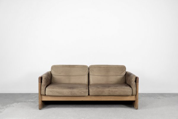 Vintage Scandinavian Mid-Century Modern Leather and Oak Sofa, 1970s-ZAA-1132143