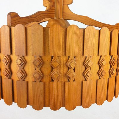 Vintage Scandinavian Pine Ceiling Lamp, 1960s-YBU-699675