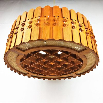 Vintage Scandinavian Pine Ceiling Lamp, 1960s-YBU-699675