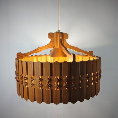 Vintage Scandinavian Pine Ceiling Lamp, 1960s-YBU-699675