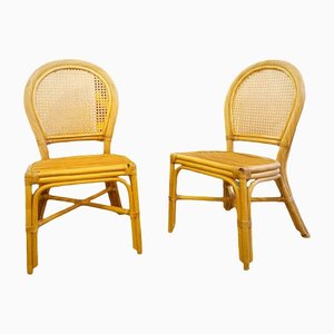 Vintage Scandinavian Roundback Bamboo and Rattan Chairs, 1970s, Set of 2-HVI-1374383