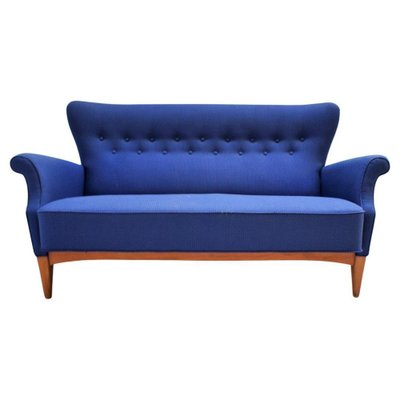 Vintage Scandinavian Sofa in Blue Fabric by Fritz Hansen-JG-1259962