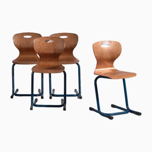 Vintage School Chairs, 1950, Set of 4-ZNJ-2035295