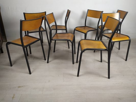 Vintage School Chairs, 1950s, Set of 8-EAD-1719417