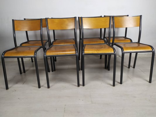 Vintage School Chairs, 1950s, Set of 8-EAD-1719417