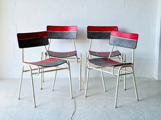 Vintage School Chairs, 1970, Set of 4-ALG-1717919