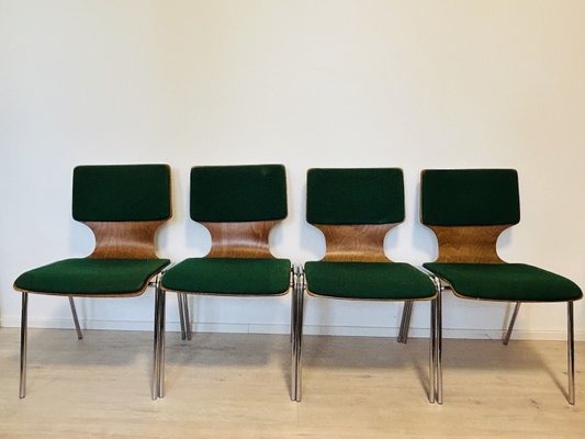 Vintage School Chairs, Denmark, 1970s, Set of 4-YNX-2027811