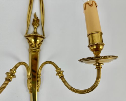 Vintage Sconces in Gilt Brass, France, 1950s, Set of 2-GYX-2016423