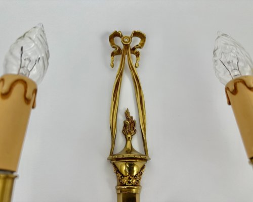 Vintage Sconces in Gilt Brass, France, 1950s, Set of 2-GYX-2016423