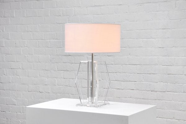 Vintage Sculptural Acrylic Glass Table Lamp in Style of Hivo Van Teal, 1970s-WUY-1277889