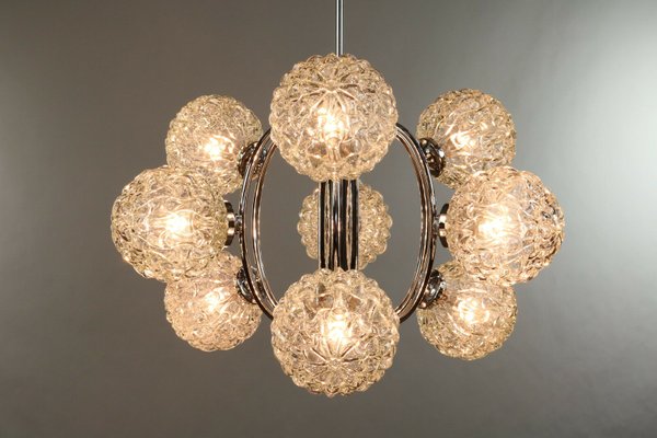 Vintage Sculptural Glass Ball Sputnik Pendant Lamp, 1970s-FUP-666939