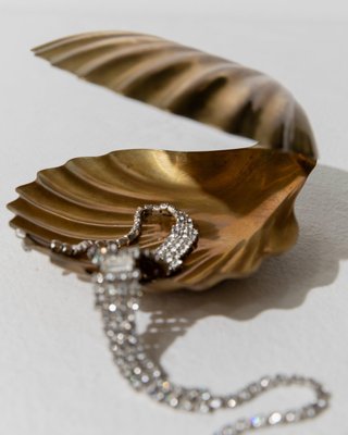 Vintage Shell-Shaped Bowl in Brass, 1960s-HVJ-2041684