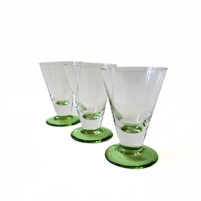 Vintage Shot Glasses with Green Feet from Gullaskruf, Set of 3-JKV-1786097