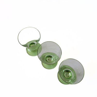 Vintage Shot Glasses with Green Feet from Gullaskruf, Set of 3-JKV-1786097