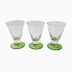 Vintage Shot Glasses with Green Feet from Gullaskruf, Set of 3-JKV-1786097