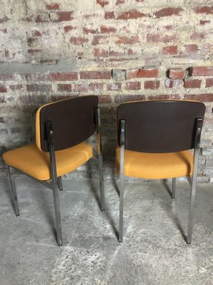 Vintage Side Chairs in Chromed Metal & Yellow Wool, 1970s, Set of 2-RWZ-1327703