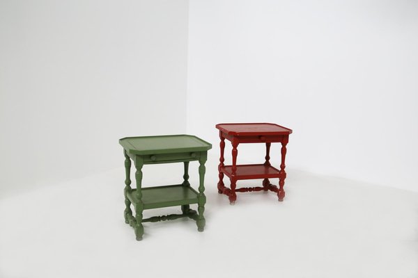 Vintage Side Table in Green Lacquered Wood-RCE-1214717