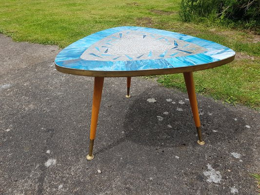 Vintage Side Table With Blue & White Mosaic Stone Top, 1960s-YFS-1323937