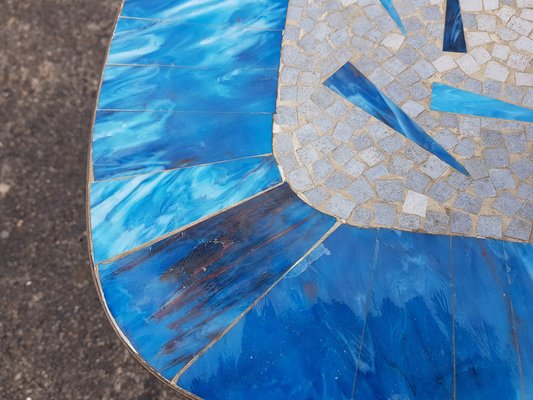 Vintage Side Table With Blue & White Mosaic Stone Top, 1960s-YFS-1323937