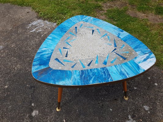 Vintage Side Table With Blue & White Mosaic Stone Top, 1960s-YFS-1323937