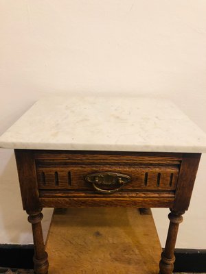 Vintage Side Table with Marble Top-RZY-946535