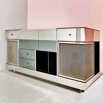 Vintage Sideboard in Steel & Glass by Michel Pigneres, 1970s-PRS-1421441