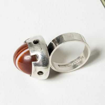 Vintage Silver and Agate Quartz Ring by Martti Viikinniemi, 1968-NL-1768053