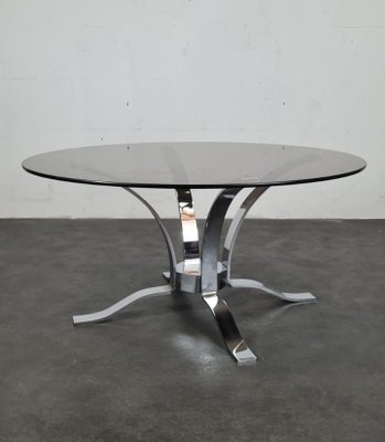 Vintage Silver Metal & Glass Coffee Table-UYS-1422690