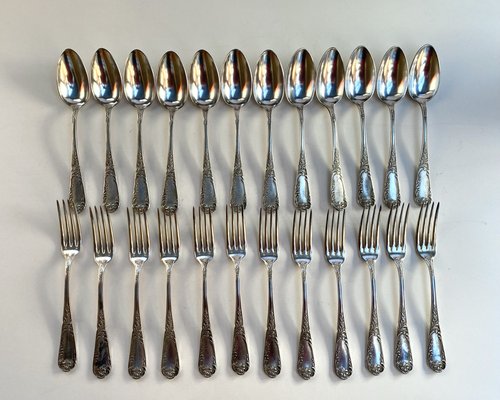 Vintage Silver Plate Utensils, France, 1950s, Set of 24-GYX-1811002