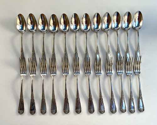 Vintage Silver Plate Utensils, France, 1950s, Set of 24-GYX-1811002