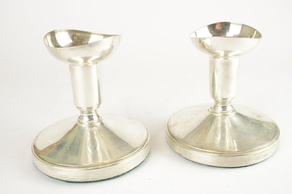 Vintage Silver-Plated Candleholders from G.A.B., Set of 2-HYQ-1284818