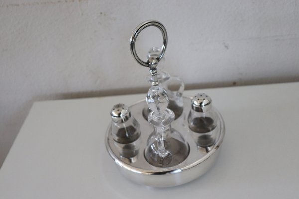 Vintage Silver-Plated Condiment Set by Fleuron Christofle, France, 1970s, Set of 4-DCO-1342217