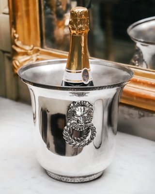 Vintage Silver Plated Lion Head Champagne Cooler and Ice Bucket, 1960s-YK-2024574