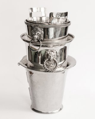 Vintage Silver Plated Lion Head Champagne Cooler and Ice Bucket-YK-2024560