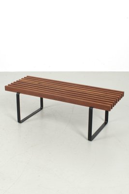 Vintage Slatted Wood Bench-OKG-1817351