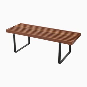 Vintage Slatted Wood Bench-OKG-1817351