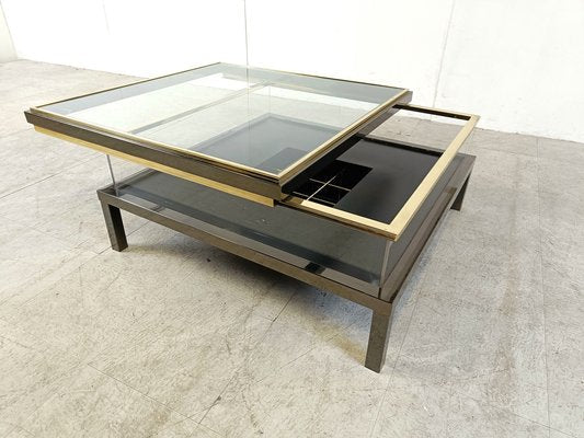 Vintage Sliding Glass Coffee Table by Maison Jansen, 1970s-IRH-1738935