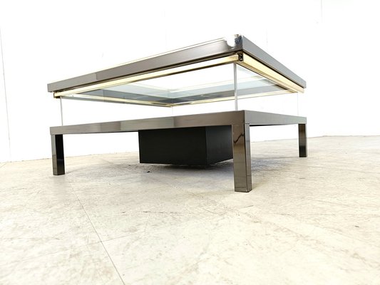 Vintage Sliding Glass Coffee Table by Maison Jansen, 1970s-IRH-1738935